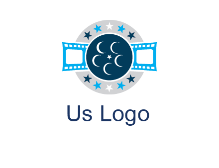 film reel inside the circle with stars logo