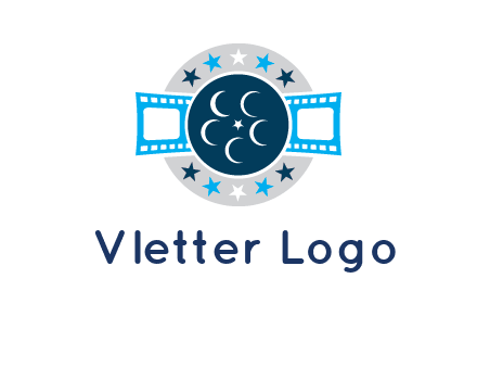 film reel inside the circle with stars logo