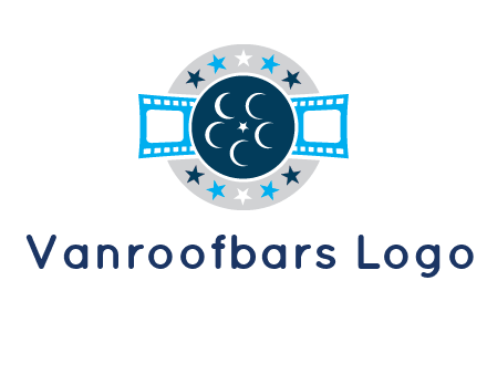film reel inside the circle with stars logo