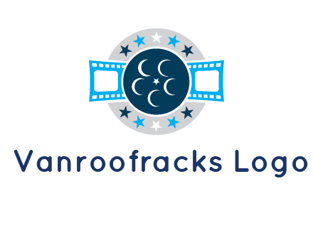 film reel inside the circle with stars logo