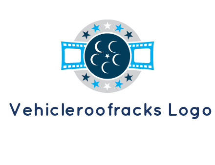 film reel inside the circle with stars logo