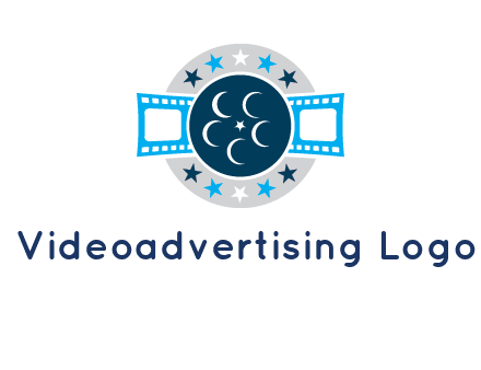 film reel inside the circle with stars logo