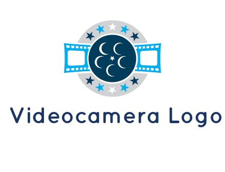 film reel inside the circle with stars logo