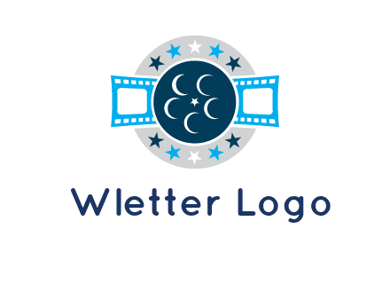 film reel inside the circle with stars logo
