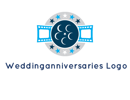 film reel inside the circle with stars logo