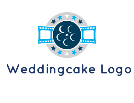 film reel inside the circle with stars logo