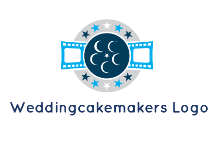 film reel inside the circle with stars logo