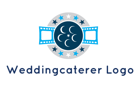 film reel inside the circle with stars logo