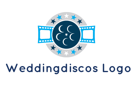 film reel inside the circle with stars logo