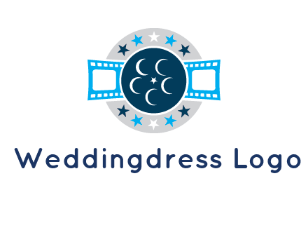 film reel inside the circle with stars logo