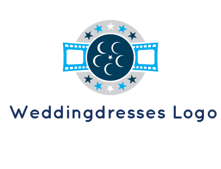 film reel inside the circle with stars logo