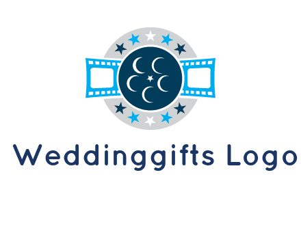 film reel inside the circle with stars logo