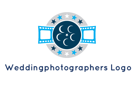 film reel inside the circle with stars logo
