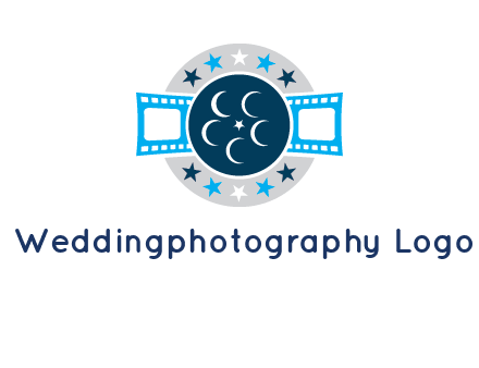 film reel inside the circle with stars logo