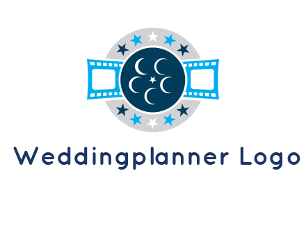 film reel inside the circle with stars logo