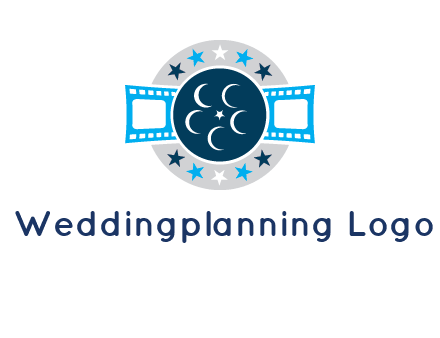 film reel inside the circle with stars logo