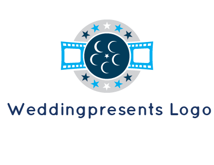 film reel inside the circle with stars logo