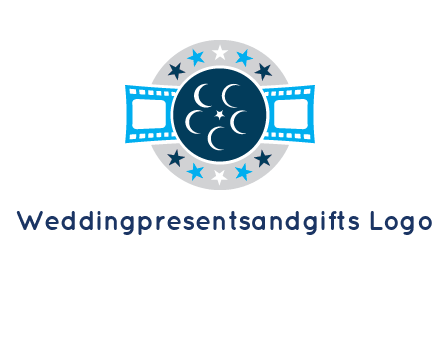 film reel inside the circle with stars logo