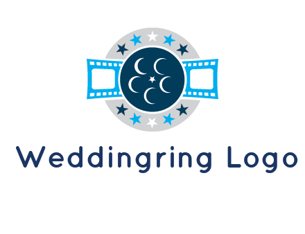 film reel inside the circle with stars logo