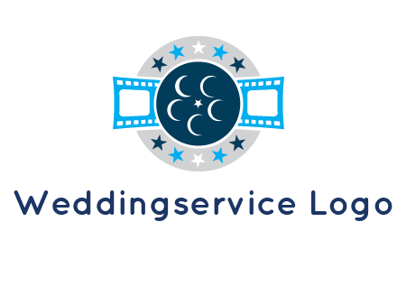 film reel inside the circle with stars logo