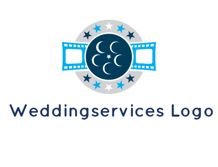 film reel inside the circle with stars logo