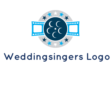 film reel inside the circle with stars logo
