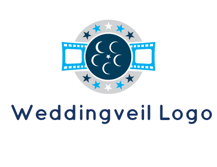 film reel inside the circle with stars logo