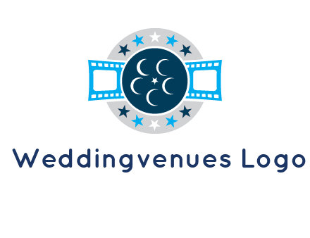 film reel inside the circle with stars logo
