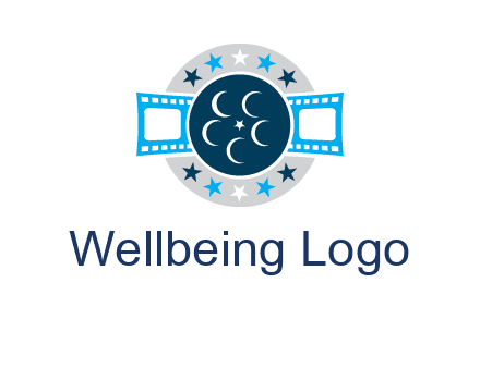 film reel inside the circle with stars logo
