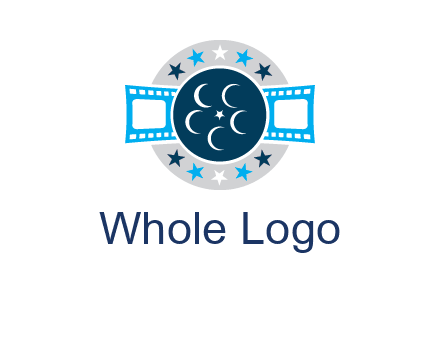 film reel inside the circle with stars logo