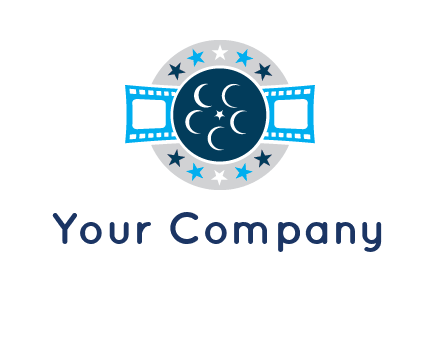 film reel inside the circle with stars logo