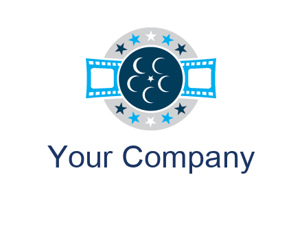 film reel inside the circle with stars logo