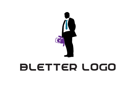 silhouette person holding movie camera logo