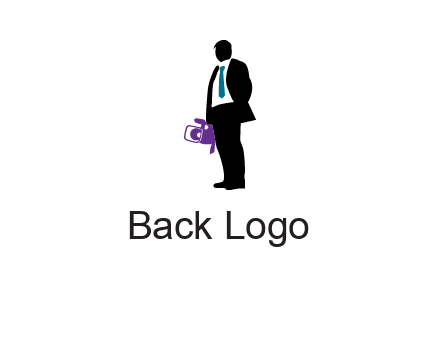 silhouette person holding movie camera logo