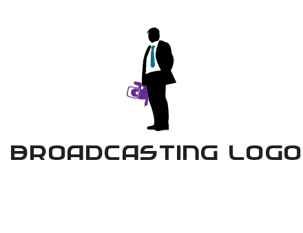 silhouette person holding movie camera logo