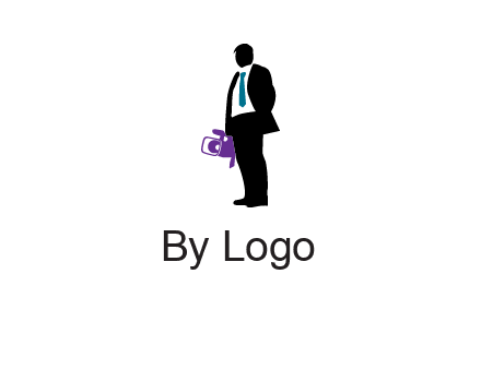 silhouette person holding movie camera logo