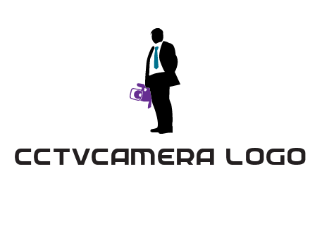 silhouette person holding movie camera logo