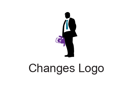 silhouette person holding movie camera logo