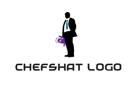 silhouette person holding movie camera logo