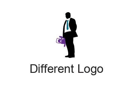 silhouette person holding movie camera logo