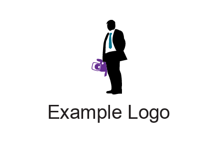 silhouette person holding movie camera logo