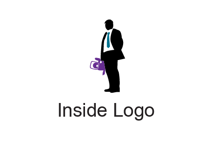 silhouette person holding movie camera logo