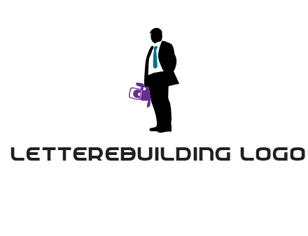 silhouette person holding movie camera logo
