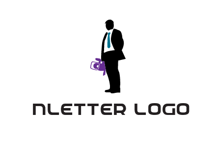 silhouette person holding movie camera logo