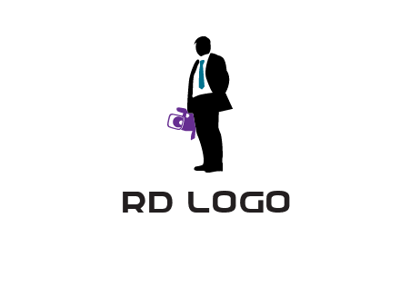 silhouette person holding movie camera logo