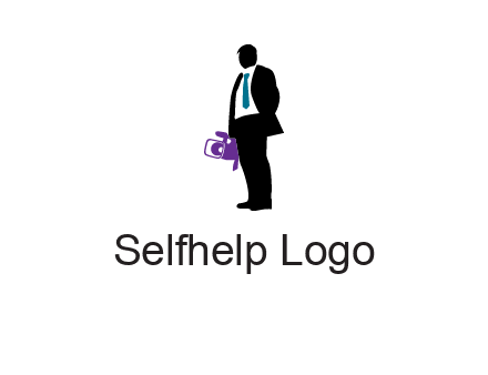 silhouette person holding movie camera logo
