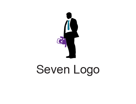 silhouette person holding movie camera logo