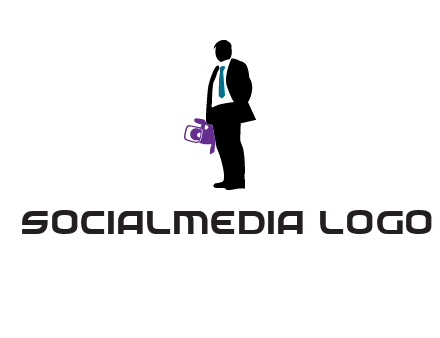 silhouette person holding movie camera logo