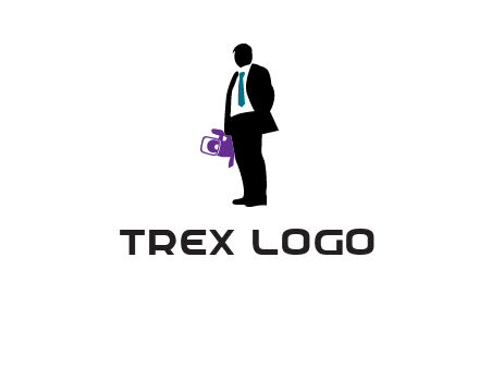 silhouette person holding movie camera logo