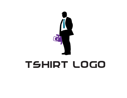 silhouette person holding movie camera logo